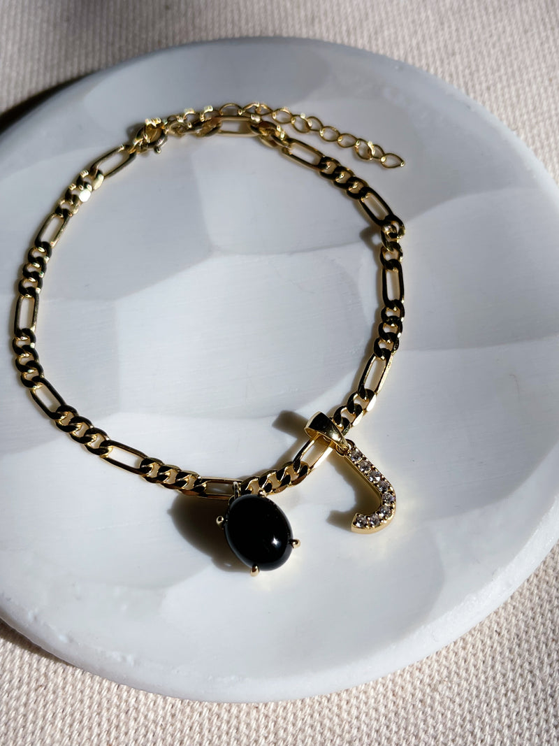 Gold Crystal Initial Bracelet
